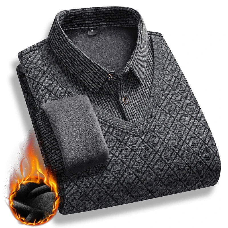 Pull Homme Hiver Épais Doublé Polaire