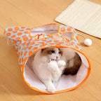 Tunnel Pliable pour Chat avec Souris et Balle – Sac Interactif pour Jeu et Stimulation