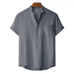 Men's Lightweight Textured Linen-Look Short-Sleeve Summer Shirt