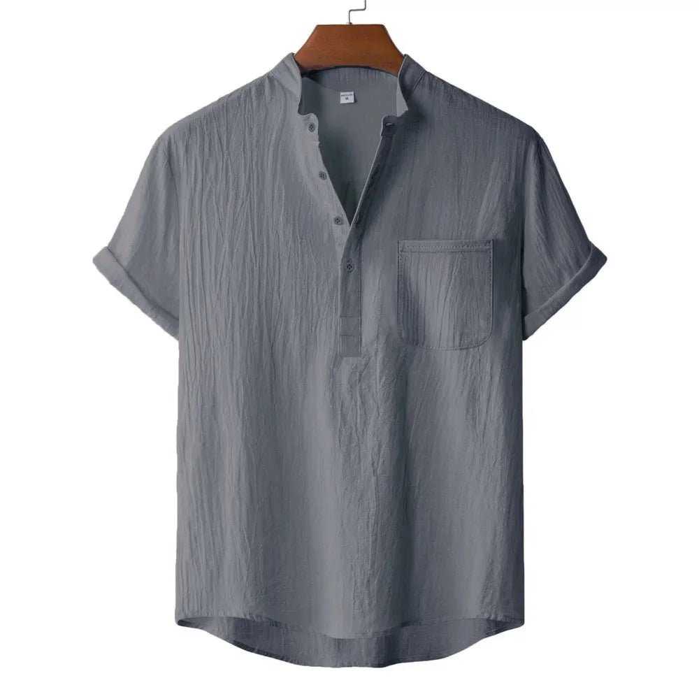 Chemise Été Légère Effet Lin Texturé à Manches Courtes – Homme