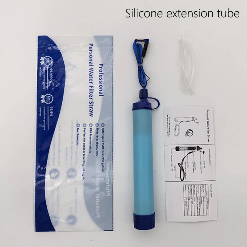 Paille filtrante de survie - Filtre à eau portable + Gourde pliante OFFERTE