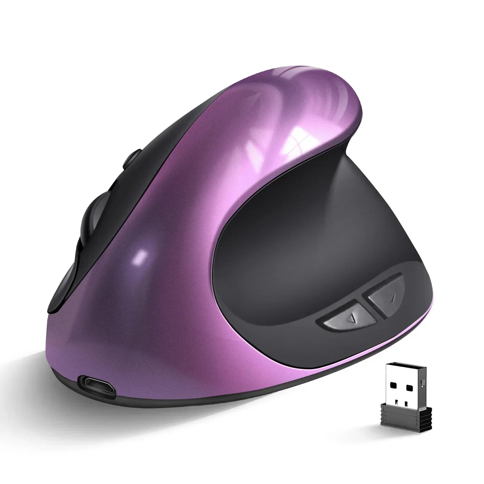 Souris verticale ergonomique sans fil rechargeable — 2.4G, USB, 1600 DPI, 6 boutons