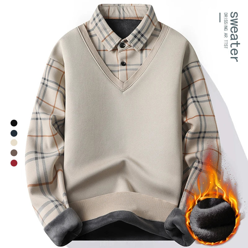 Jersey polar 2 en 1 y camisa a cuadros