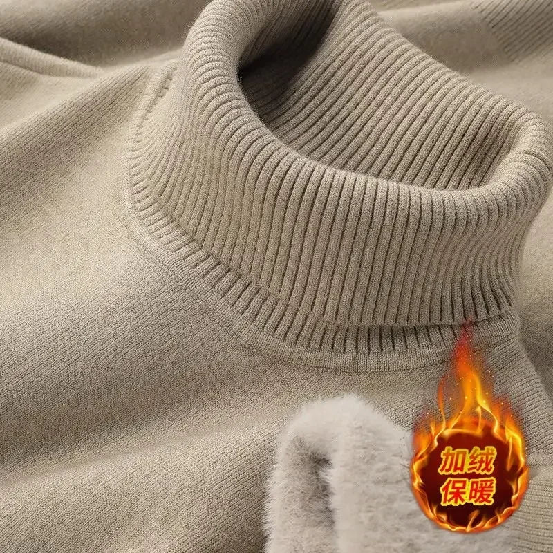 Men's Knit Funnel Neck Jumper with Fleece Lining