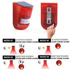 Alarme Solaire Extérieure 110 dB avec Détecteur de Mouvement Infrarouge – Sirène et Flash Stroboscopique, 4 Modes