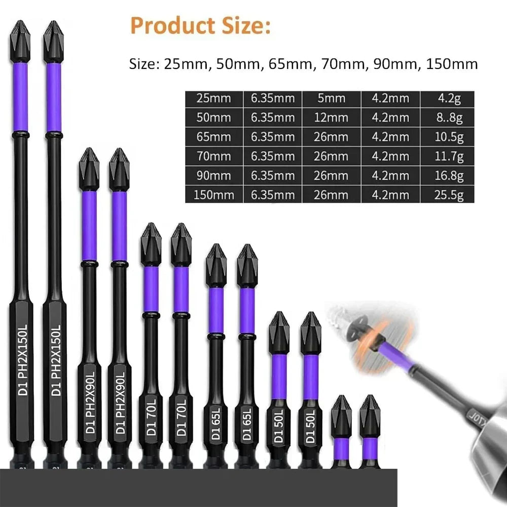 6 Embouts Tournevis Antichoc pour Perceuse – Magnétiques & Robustes