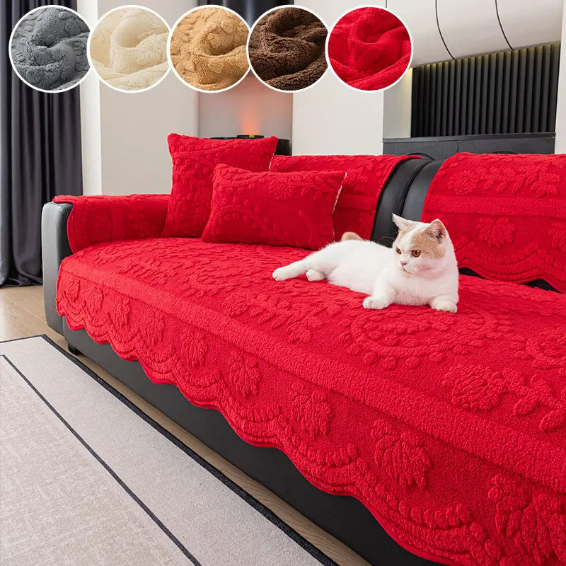 Jeté de Canapé en Peluche Épaisse – Housse Chaude & Antidérapante – Protection Moderne pour Automne/Hiver