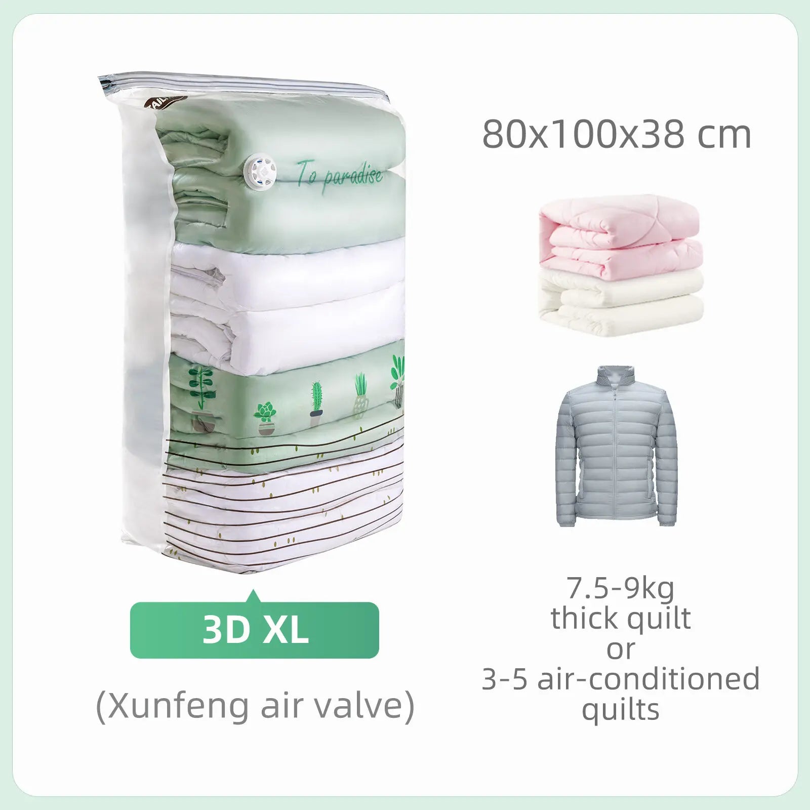 Sac Sous Vide de Compression Cubique pour Stockage de Vêtements ou Couettes