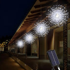 Lot de 4 Lampes Solaires Feu d’Artifice Extérieures – Guirlandes LED Suspendues, 8 Modes, Intensité Réglable et Étanches pour Jardin et Fêtes