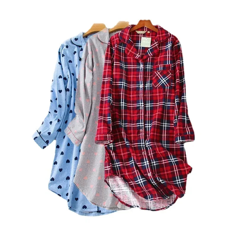 Chemise de nuit en coton & flanelle