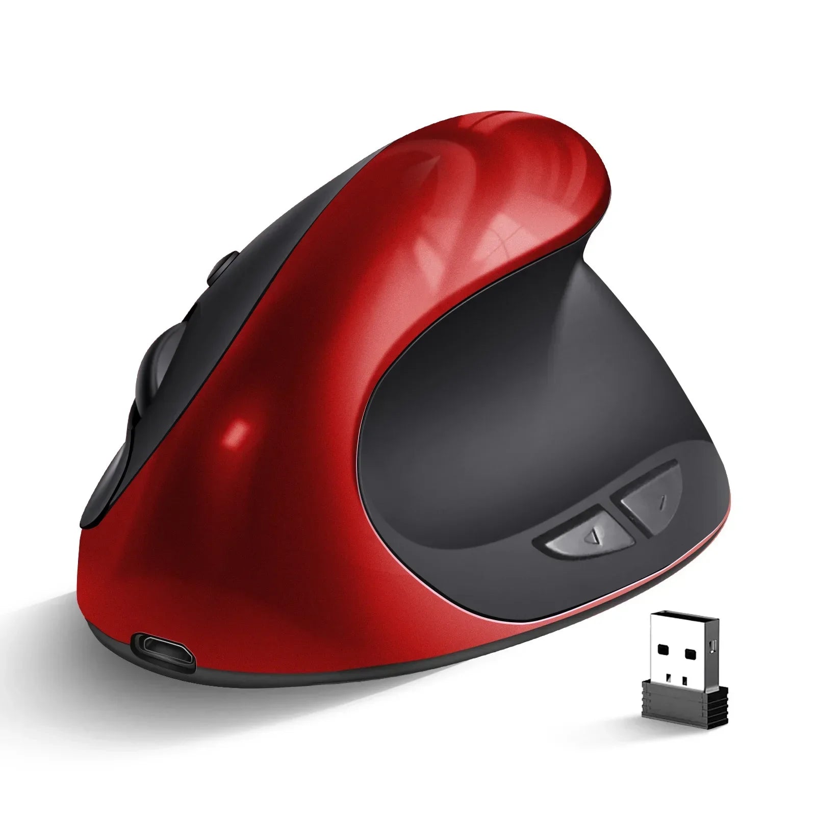 Souris verticale ergonomique sans fil rechargeable — 2.4G, USB, 1600 DPI, 6 boutons