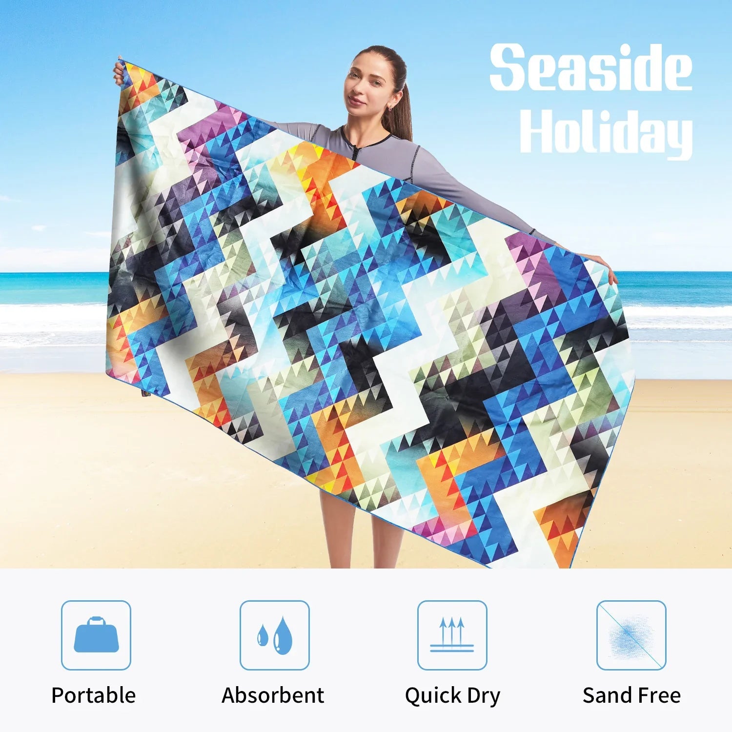 Serviettes de plage en microfibre - Ultra légères et séchage rapide + Boite de rangement