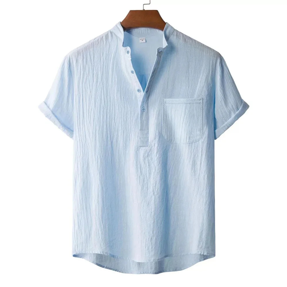Chemise Été Légère Effet Lin Texturé à Manches Courtes – Homme