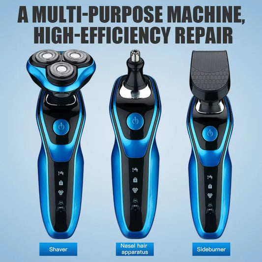 Rasoir Électrique 3-en-1 Étanche Rechargeable