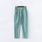 PANTALON EN COTON ET LIN POUR FEMME - TAILLE ÉLASTIQUE