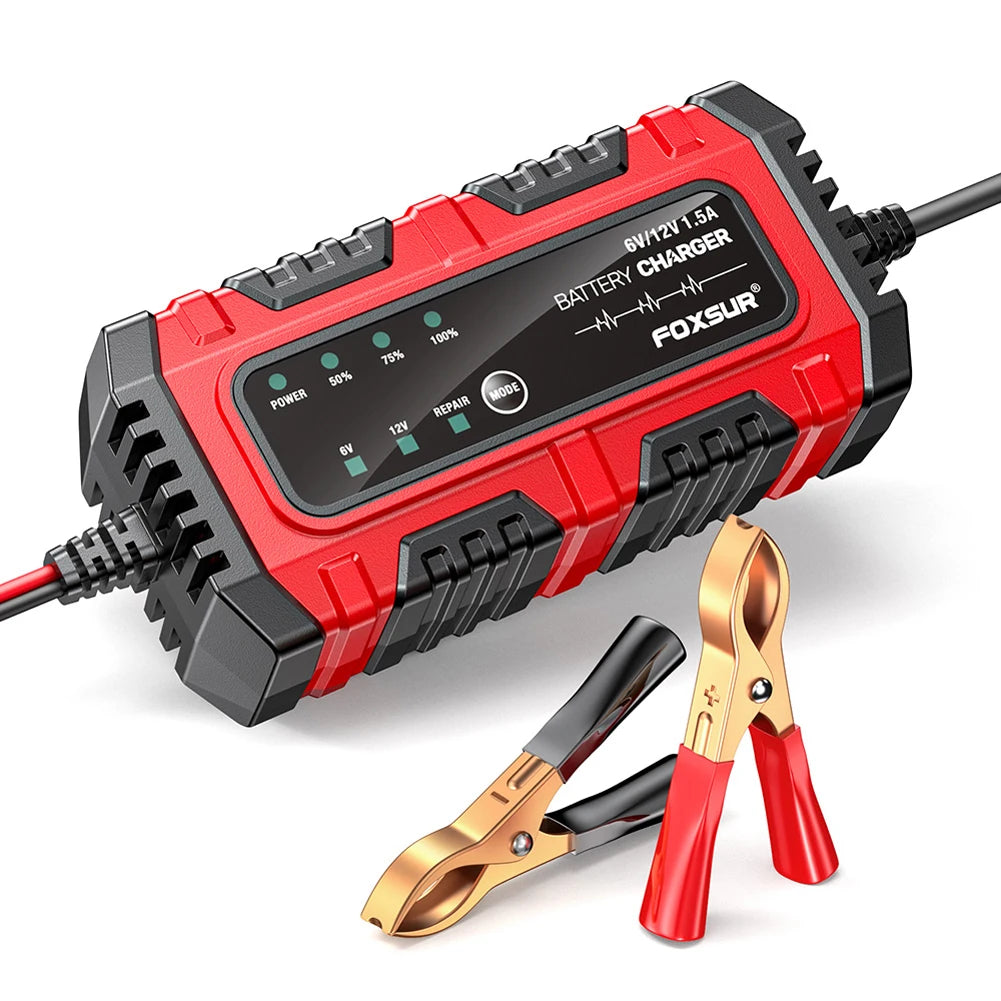 Chargeur de Batterie Intelligent 6V/12V 1,5A – Mainteneur de Charge pour Voiture, Moto, Camion et Bateau