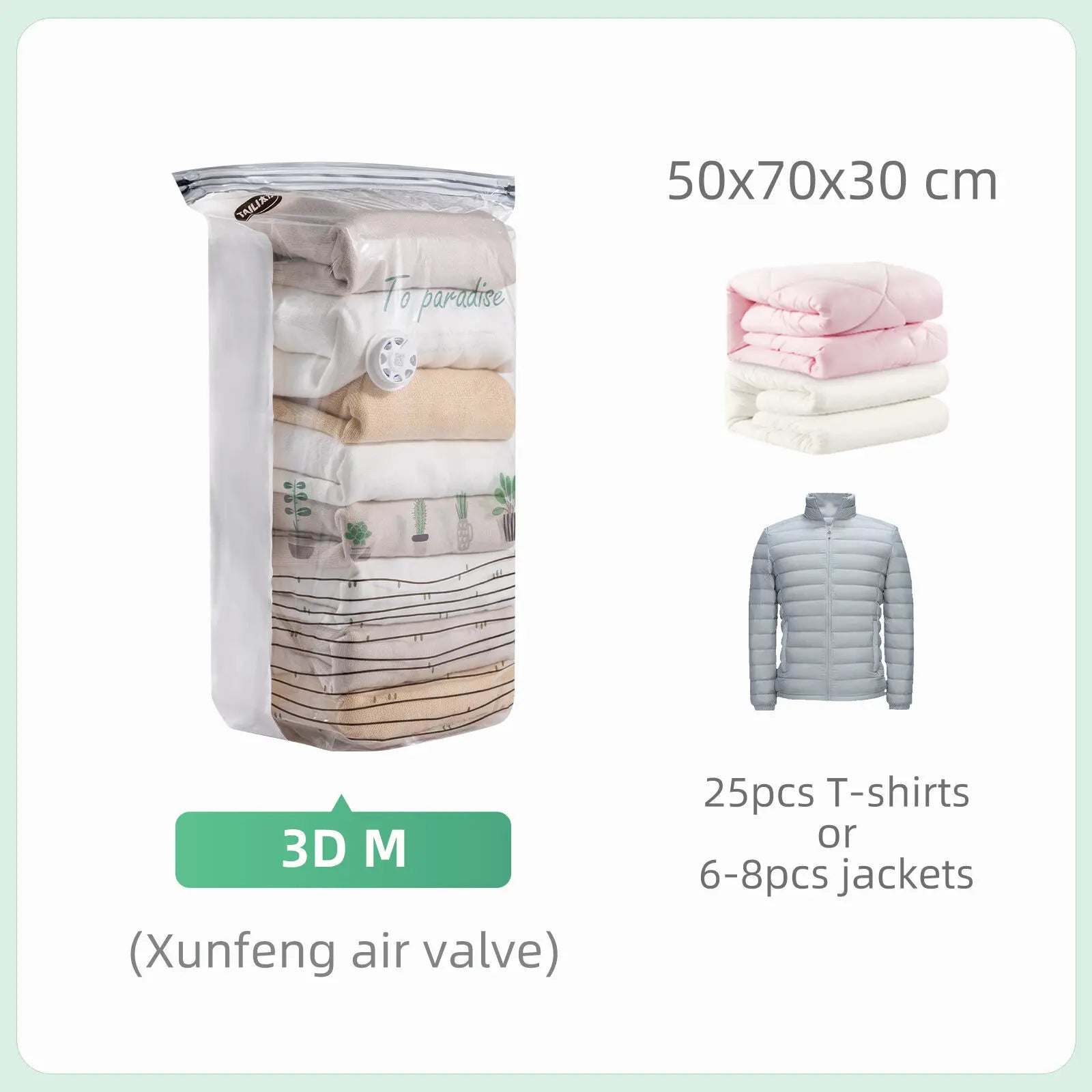 Sac Sous Vide de Compression Cubique pour Stockage de Vêtements ou Couettes