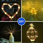 Lot de 4 Lampes Solaires Feu d’Artifice Extérieures – Guirlandes LED Suspendues, 8 Modes, Intensité Réglable et Étanches pour Jardin et Fêtes