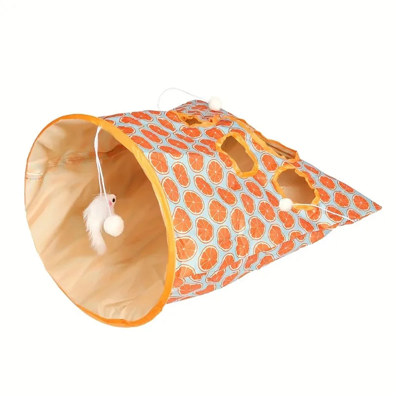 Tunnel Pliable pour Chat avec Souris et Balle – Sac Interactif pour Jeu et Stimulation