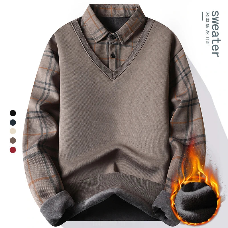 Jersey polar 2 en 1 y camisa a cuadros