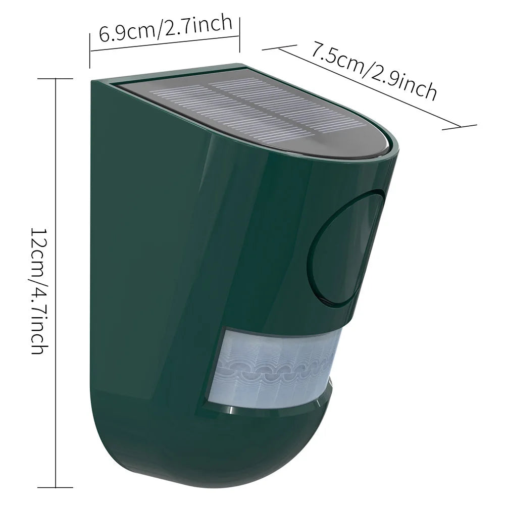 Alarme Solaire Extérieure 110 dB avec Détecteur de Mouvement Infrarouge – Sirène et Flash Stroboscopique, 4 Modes