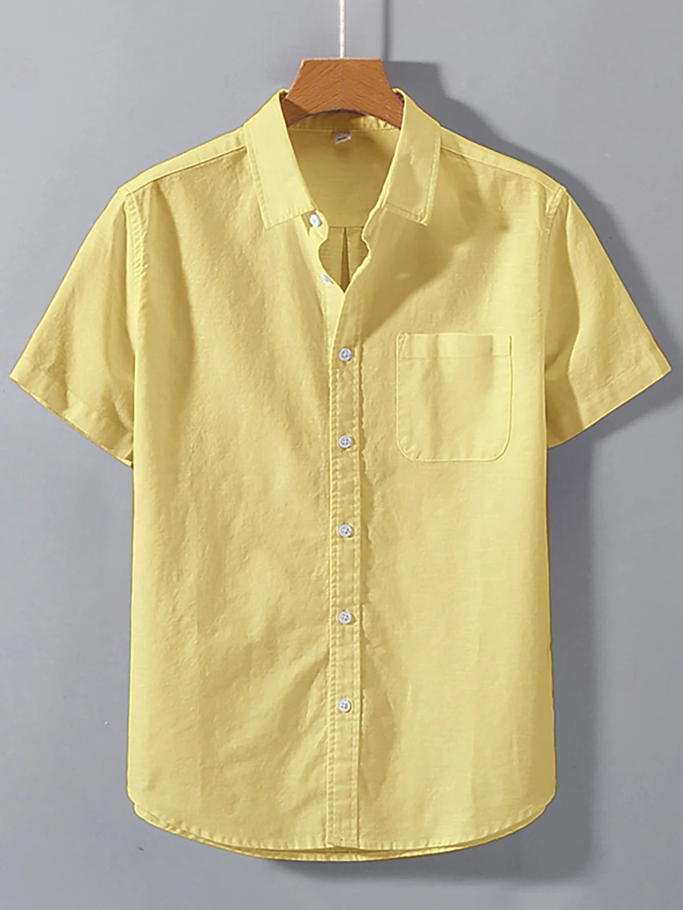 Men's 100% Cotton Short-Sleeve Shirt — Casual and Breathable
