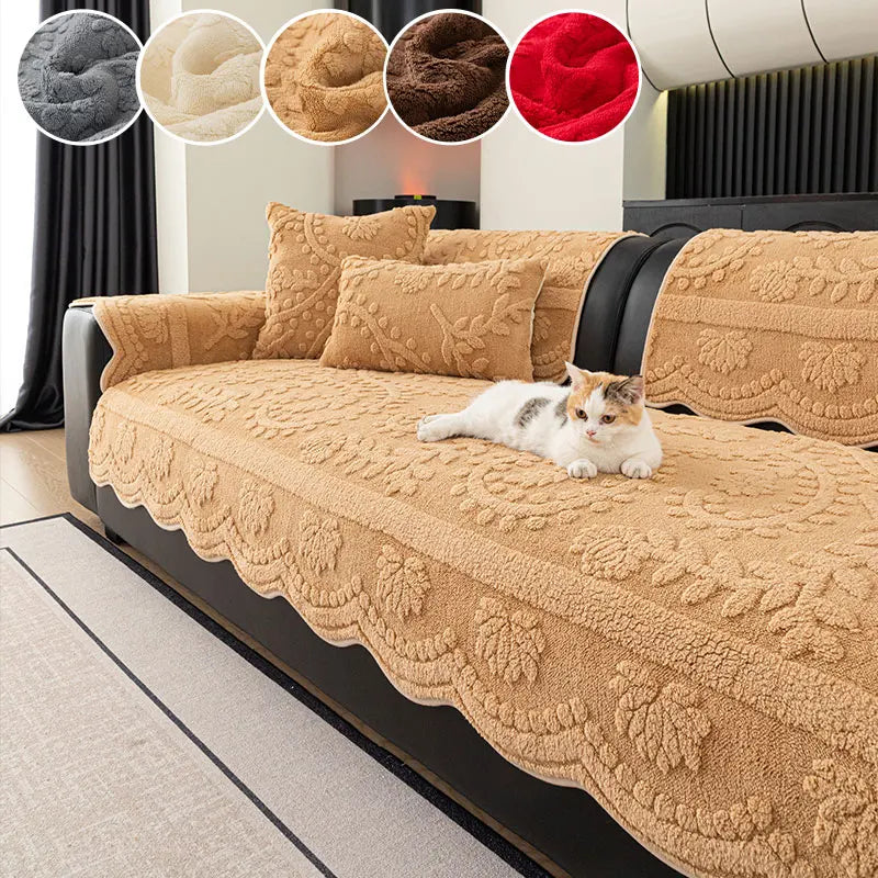Jeté de Canapé en Peluche Épaisse – Housse Chaude & Antidérapante – Protection Moderne pour Automne/Hiver