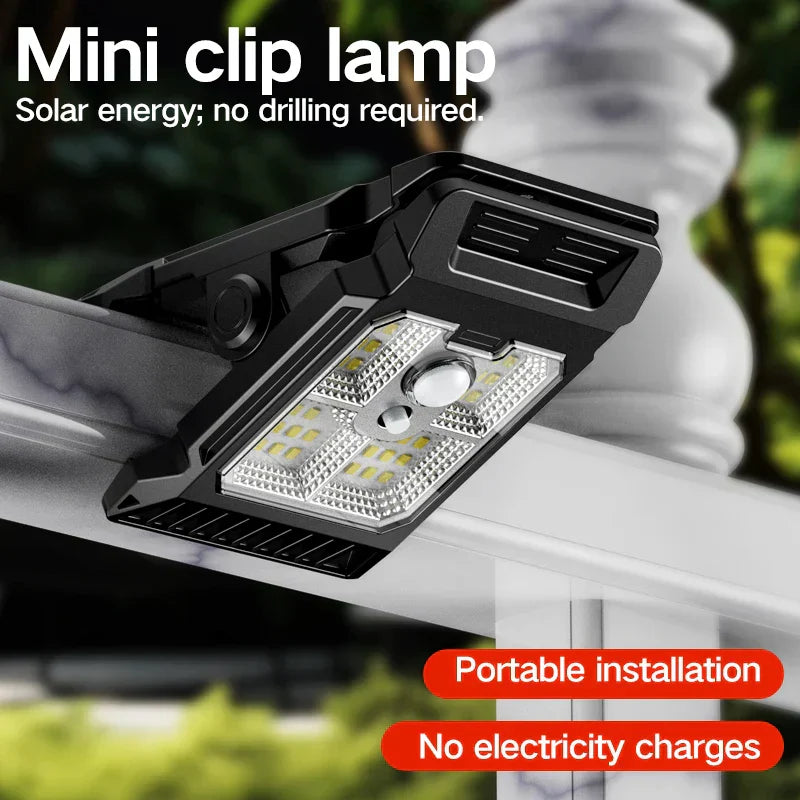 Lot de 4 Lampes Solaires à Clip à Détection de Mouvement