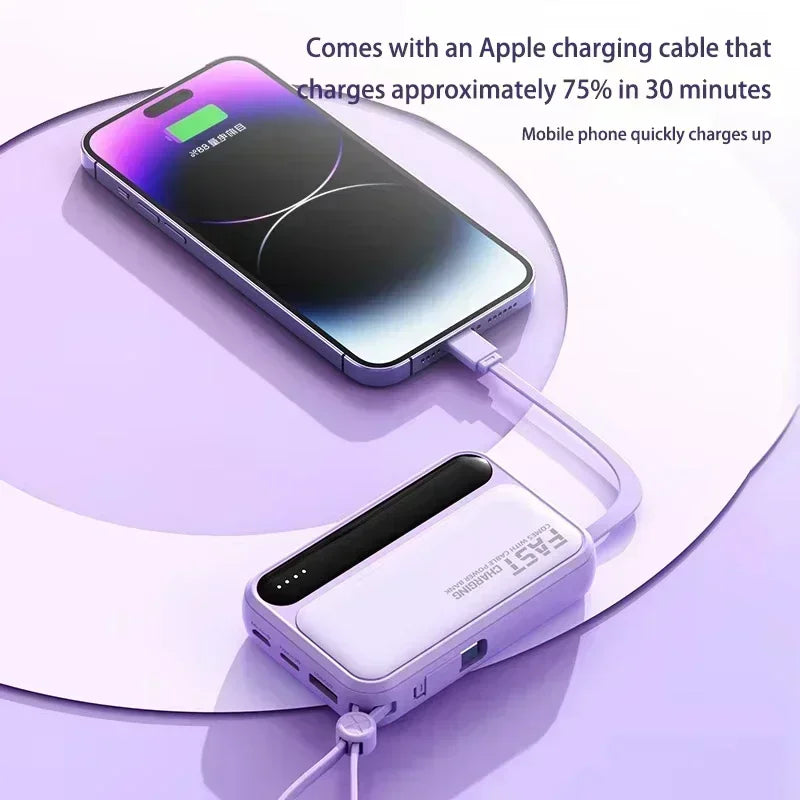 Powerbank Compact avec Câbles Intégrés - 4 en 1 50000mAh