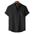 Men's Lightweight Textured Linen-Look Short-Sleeve Summer Shirt