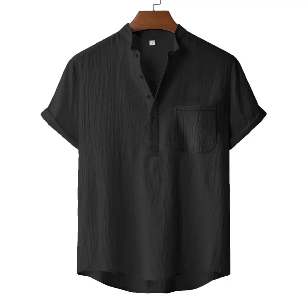 Chemise Été Légère Effet Lin Texturé à Manches Courtes – Homme