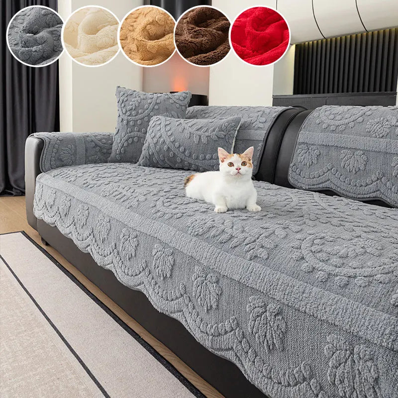 Jeté de Canapé en Peluche Épaisse – Housse Chaude & Antidérapante – Protection Moderne pour Automne/Hiver