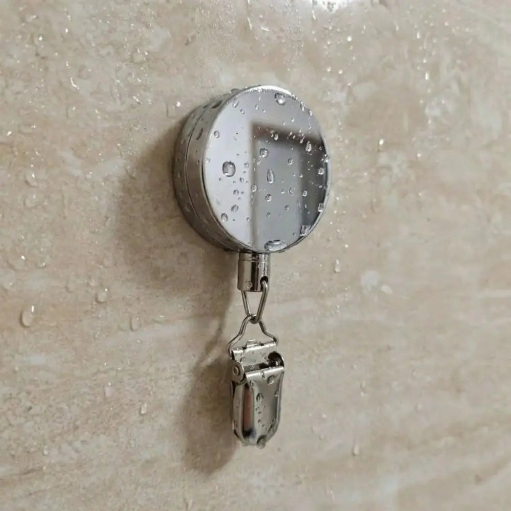 Porte-Serviette Mural Rétractable Auto-Adhésif — Lot de 2, Clip Inox, Salle de Bain & Cuisine