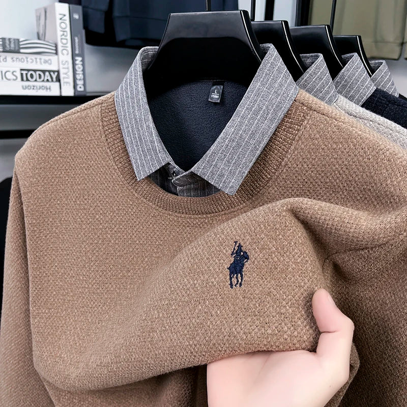 Pull Homme Hiver Chaud avec Col polo Intégré