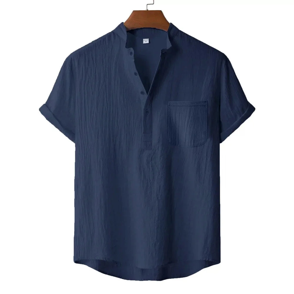 Chemise Été Légère Effet Lin Texturé à Manches Courtes – Homme