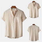 Chemise Été Légère Effet Lin Texturé à Manches Courtes – Homme