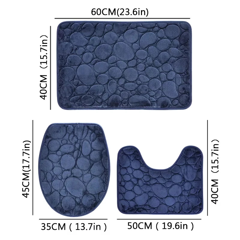 Set de 3 tapis de salle de bain WC absorbants antidérapants