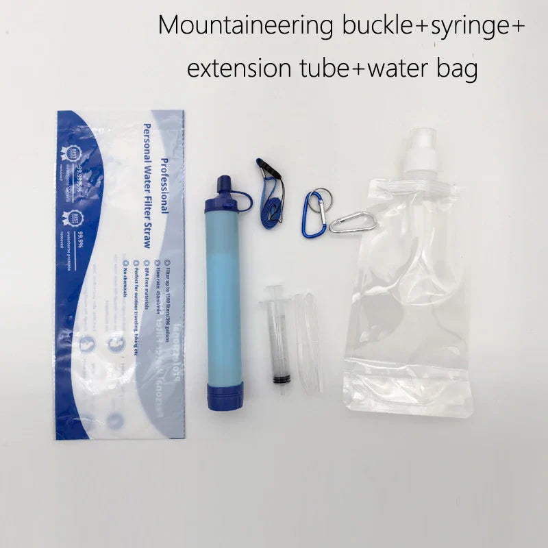 Paille filtrante de survie - Filtre à eau portable + Gourde pliante OFFERTE