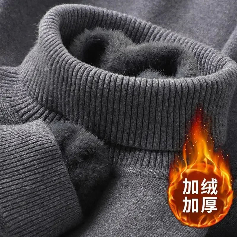 Men's Knit Funnel Neck Jumper with Fleece Lining