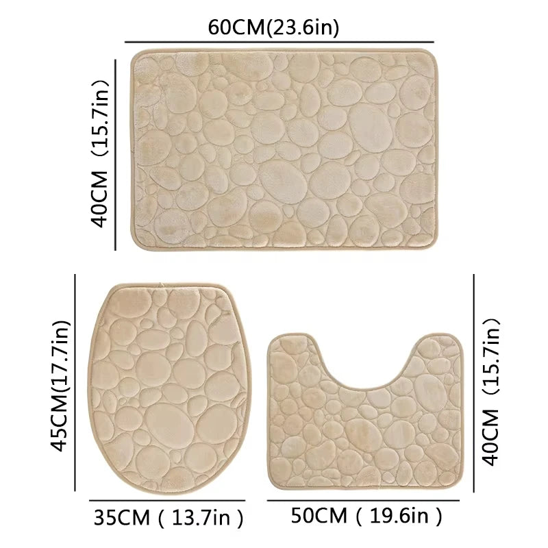Set de 3 tapis de salle de bain WC absorbants antidérapants