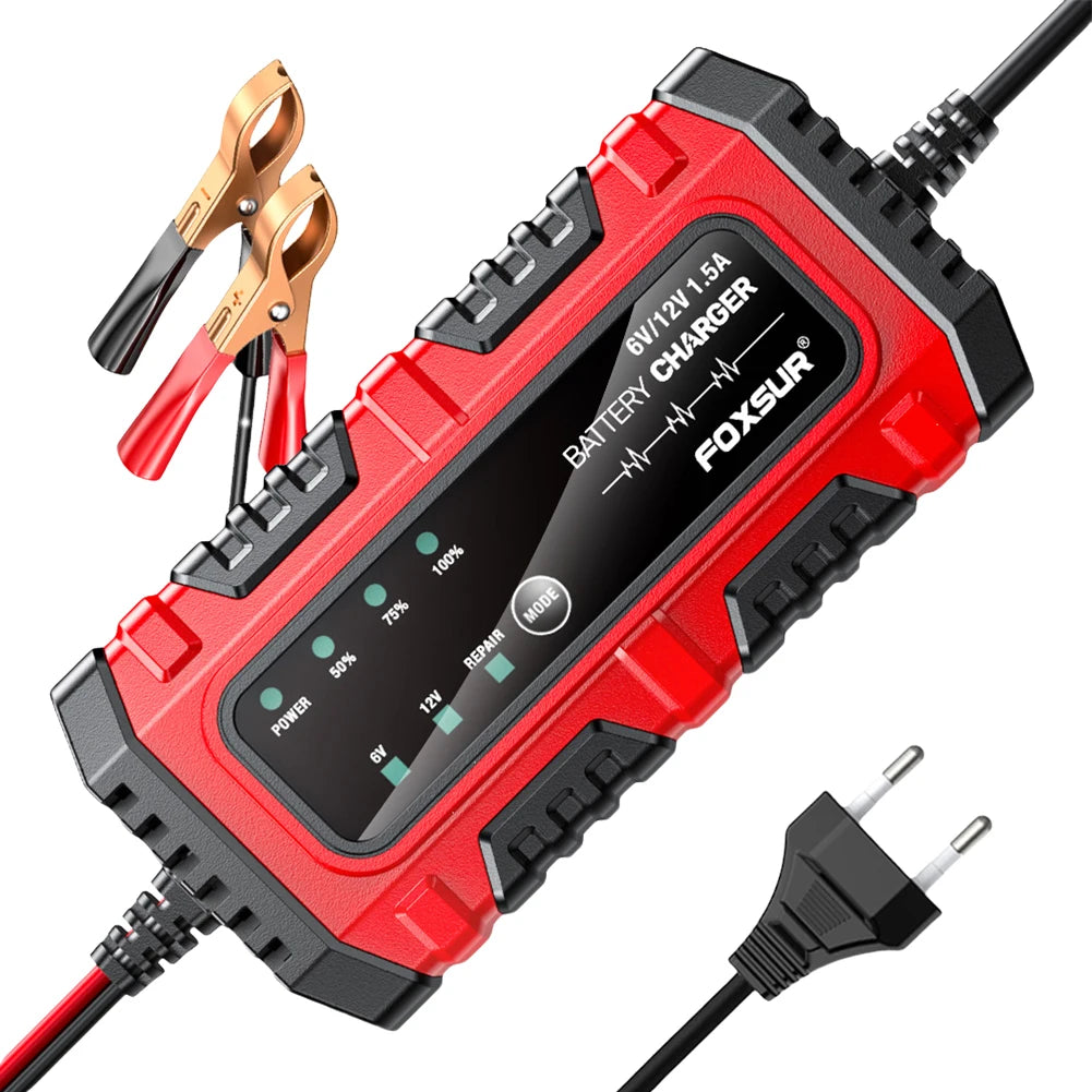 Chargeur de Batterie Intelligent 6V/12V 1,5A – Mainteneur de Charge pour Voiture, Moto, Camion et Bateau
