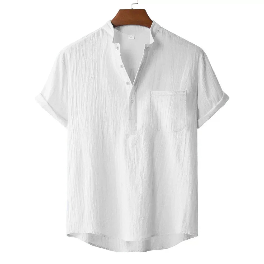 Chemise Été Légère Effet Lin Texturé à Manches Courtes – Homme