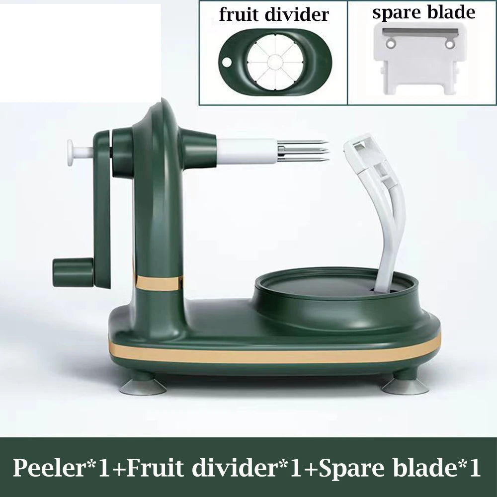Machine à Éplucher Pommes et Poires Sans Effort + Outil de coupe en quartier et lame de rechange OFFERTS