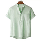 Camisa de verano ligera con efecto lino texturizado y manga corta – Hombre