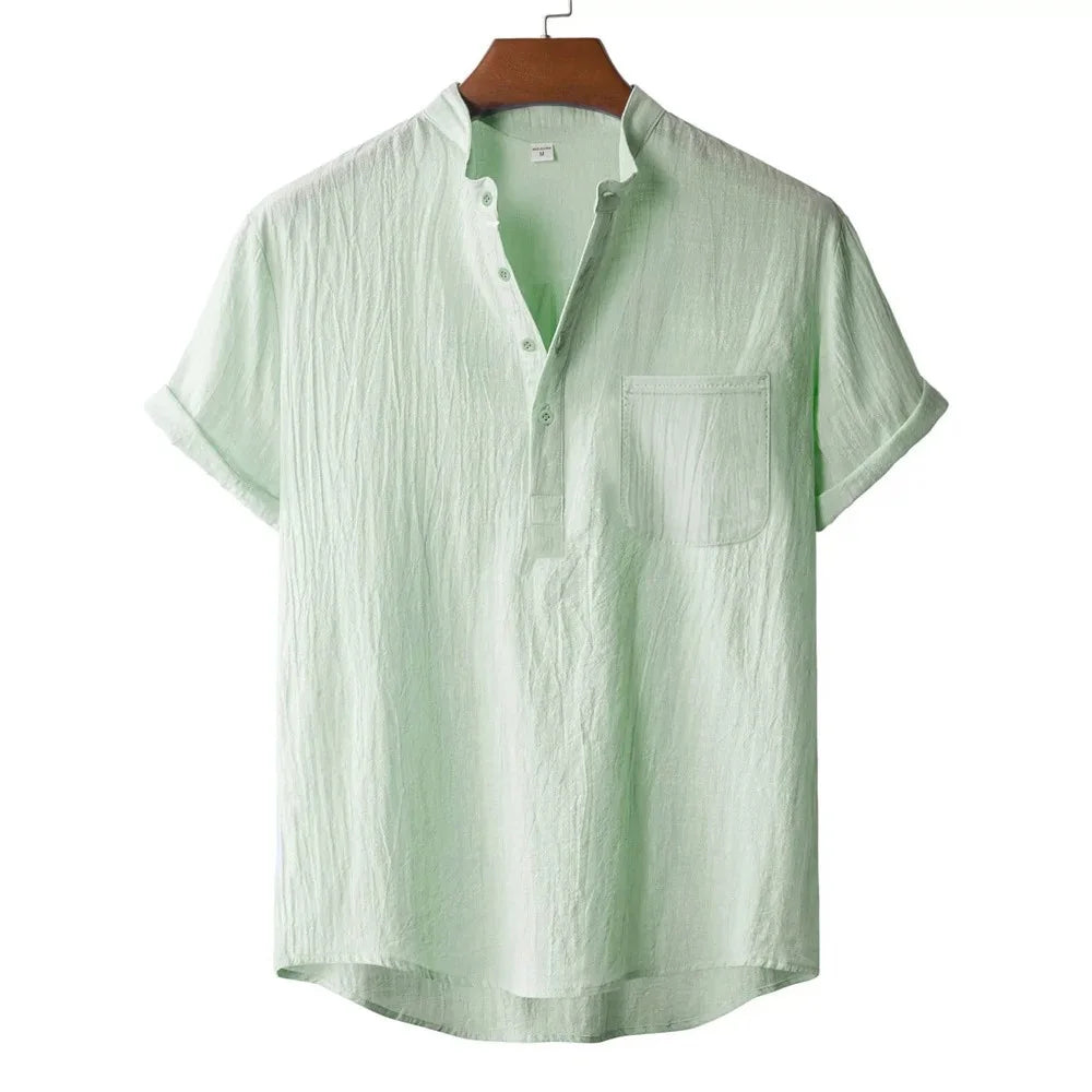 Chemise Été Légère Effet Lin Texturé à Manches Courtes – Homme
