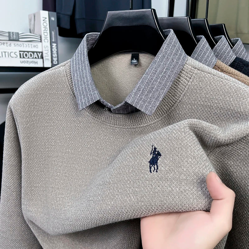 Pull Homme Hiver Chaud avec Col polo Intégré