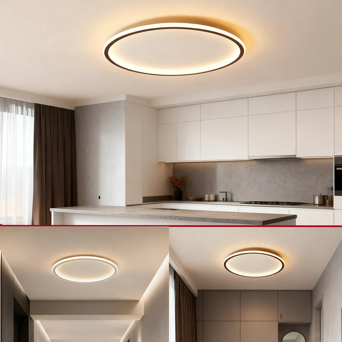 Plafonnier LED Circulaire Minimaliste pour Salon et Chambre — Design nordique élégant