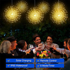 Lot de 4 Lampes Solaires Feu d’Artifice Extérieures – Guirlandes LED Suspendues, 8 Modes, Intensité Réglable et Étanches pour Jardin et Fêtes