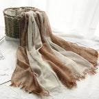 Foulard Femme en Coton & Lin – Dégradé de Couleurs, Léger & Élégant – Idéal Mi-Saison