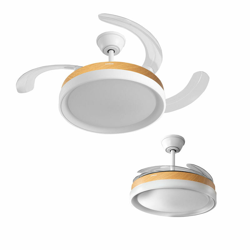 Ventilateur de Plafond avec Lumière LED et 4 Pales Rétractables Blalefan InnovaGoods Bois 72 W